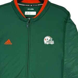 Adidas Miami Hurricanes Jacket 2XL Mens Full Zip Green Climalite Football